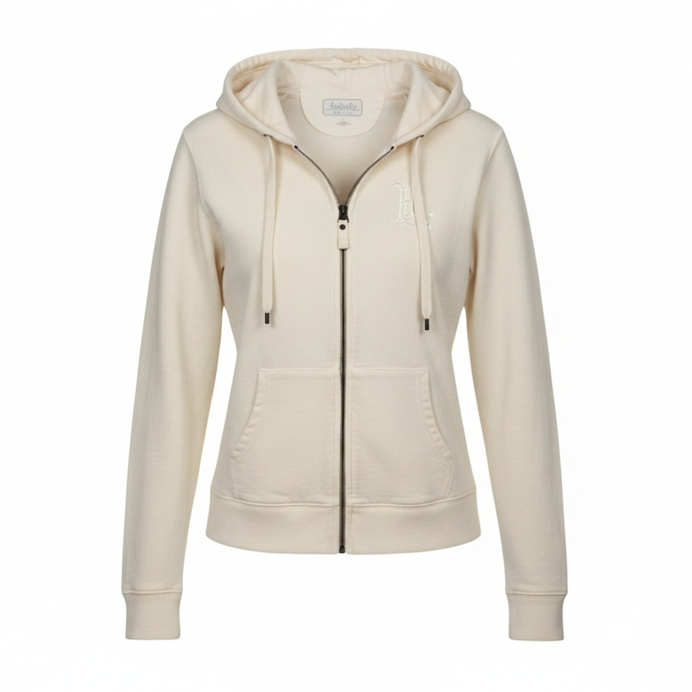 Lauren Jeans Co. Full Zip Hoodie Cream Size L